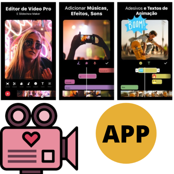 Aplicativos para edição de vídeos.